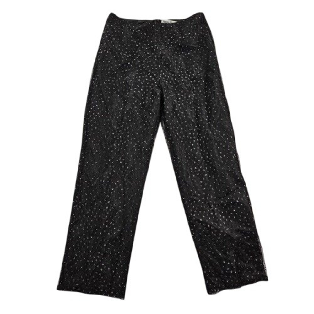 Ronni Nicole by Ouida Vintage women Black Metallic Wide Leg Pants Large HighRise